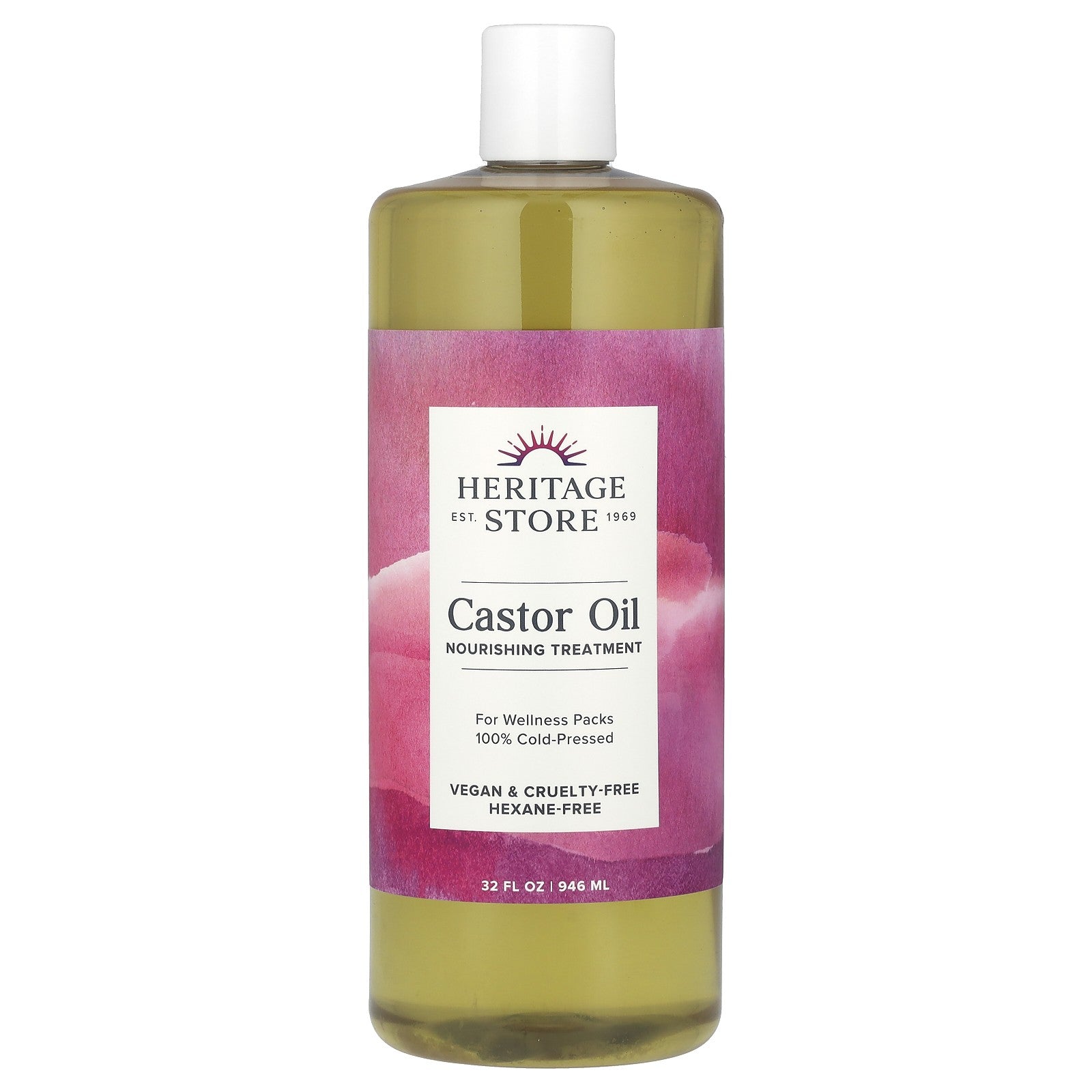 Heritage Store Castor Oil 32 Fl Oz 960 Ml Cruelty-Free, Ecofriendly, Hexane-Free